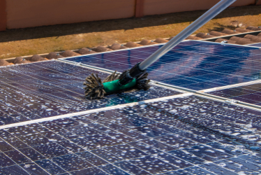 Commercial solar panel cleaning